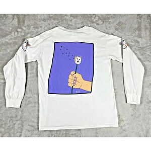 RIP N Dip T Shirt Men's White Long Sleeve Cat Middle Finger RIPNDIP Sz Med